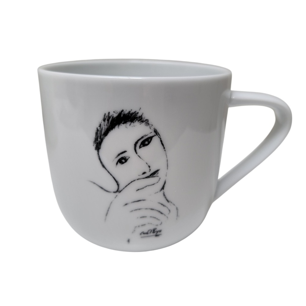Carrol Boyes Sketchbook Face Mug‎ Porcelain White Black Functional Art